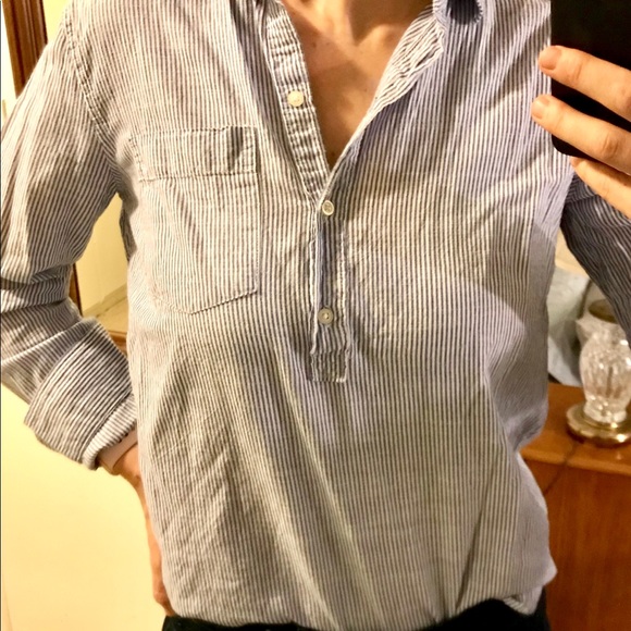 Gap boyfriend fit striped popover shirt - Picture 3 of 8